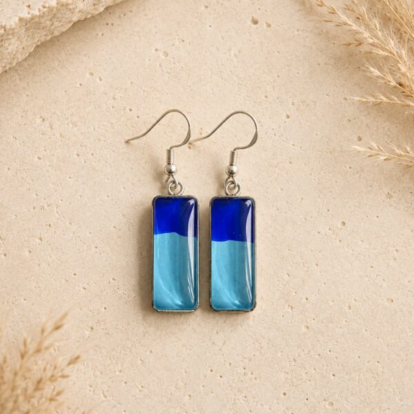 Oorbellen Rechthoek Blauw